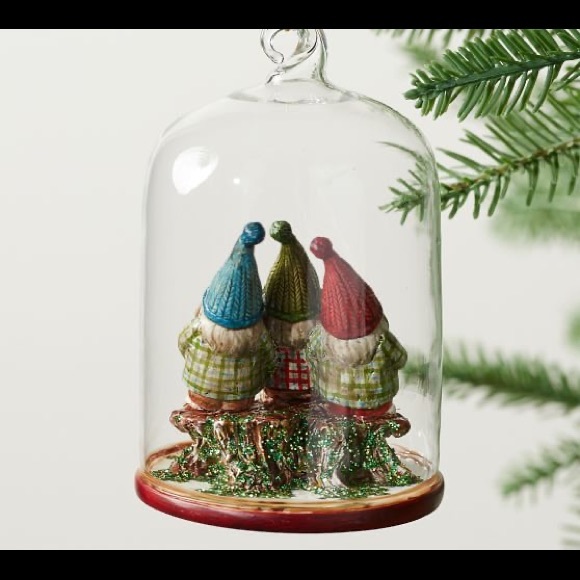 Pottery Barn Christmas Holiday Triple Gnome Cloche Ornament 🎄 - Picture 14 of 14